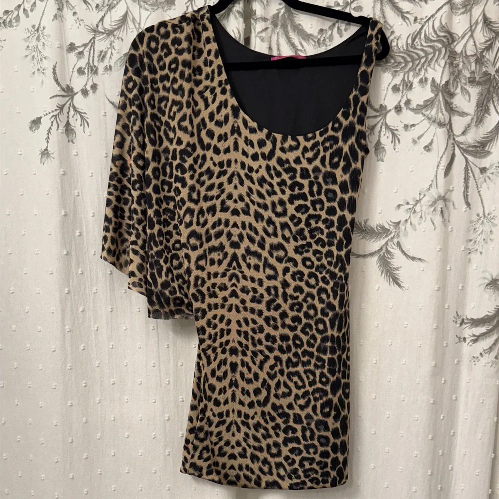 Leopard Print One-Shoulder Dress - Picture 1 of 6